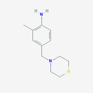 molecular formula C12H18N2S B1437647 2-Methyl-4-(thiomorpholin-4-ylmethyl)aniline CAS No. 1042633-46-4