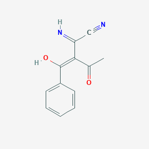 molecular formula C12H10N2O2 B14376531 (2E)-2-[hydroxy(phenyl)methylidene]-3-oxobutanimidoyl cyanide 