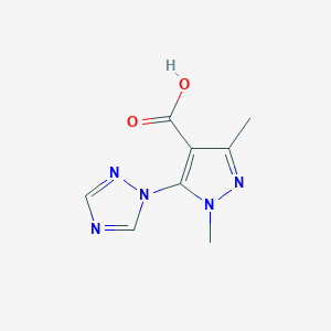 molecular formula C8H9N5O2 B1437654 1,3-dimethyl-5-(1H-1,2,4-triazol-1-yl)-1H-pyrazole-4-carboxylic acid CAS No. 1152565-70-2