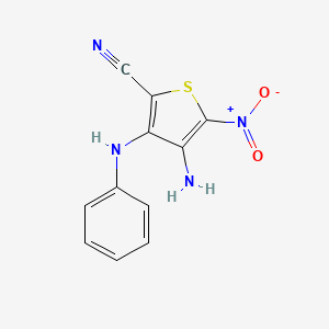 molecular formula C11H8N4O2S B14376645 4-Amino-3-anilino-5-nitrothiophene-2-carbonitrile CAS No. 88096-56-4