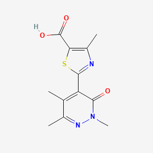 molecular formula C12H13N3O3S B1437666 4-Methyl-2-(2,5,6-trimethyl-3-oxo-2,3-dihydropyridazin-4-yl)-1,3-thiazole-5-carboxylic acid CAS No. 1000931-44-1