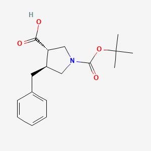 molecular formula C17H23NO4 B1437681 (3S,4S)-4-benzyl-1-(tert-butoxycarbonyl)pyrrolidine-3-carboxylic acid CAS No. 1279033-26-9