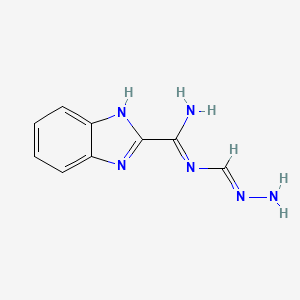 molecular formula C9H10N6 B14376831 N'-[(E)-hydrazinylidenemethyl]-1H-benzimidazole-2-carboximidamide 