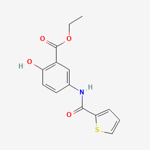 molecular formula C14H13NO4S B14376933 Ethyl 2-hydroxy-5-[(thiophene-2-carbonyl)amino]benzoate CAS No. 90055-92-8