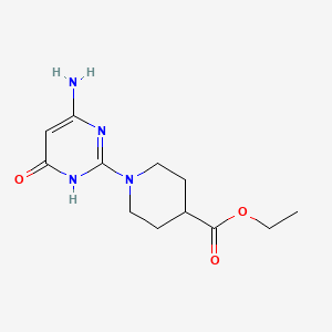 molecular formula C12H18N4O3 B1437697 Ethyl 1-(4-amino-6-oxo-1,6-dihydropyrimidin-2-yl)piperidine-4-carboxylate CAS No. 1030520-54-7