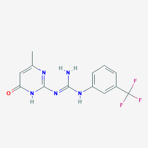molecular formula C13H12F3N5O B1437709 N-(4-Hydroxy-6-methyl-2-pyrimidinyl)-N'-[3-(trifluoromethyl)phenyl]guanidine CAS No. 36108-05-1