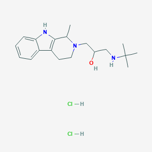 molecular formula C19H31Cl2N3O B143771 2H-Pyrido(3,4-b)indole-2-ethanol, 1,3,4,9-tetrahydro-alpha-(((1,1-dime thylethyl)amino)methyl-1-meth CAS No. 128857-34-1