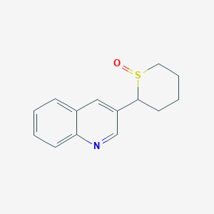 molecular formula C14H15NOS B14377366 Quinoline, 3-(tetrahydro-1-oxido-2H-thiopyran-2-yl)- CAS No. 89544-17-2