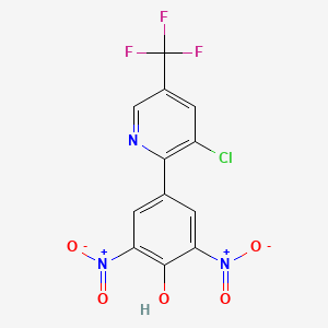 molecular formula C12H5ClF3N3O5 B1437750 4-[3-氯-5-(三氟甲基)吡啶-2-基]-2,6-二硝基苯酚 CAS No. 1400872-33-4