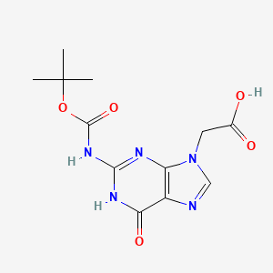 molecular formula C12H15N5O5 B1437752 2-(2-((tert-Butoxycarbonyl)amino)-6-oxo-1H-purin-9(6H)-yl)acetic acid CAS No. 1028077-12-4
