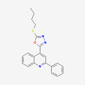 molecular formula C21H19N3OS B14377577 4-[5-(Butylsulfanyl)-1,3,4-oxadiazol-2-YL]-2-phenylquinoline CAS No. 90074-39-8