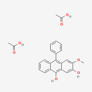 molecular formula C25H24O7 B14377670 Acetic acid;3-methoxy-10-phenylanthracene-2,9-diol CAS No. 88101-55-7