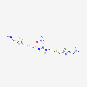 molecular formula C20H33N7O2S4 B143783 N'-[2-[[[2-[(Dimethylamino)methyl]-4-thiazolyl]methyl]thio]ethyl] Nizatidine CAS No. 1193434-63-7