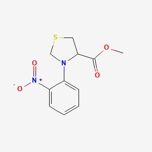 molecular formula C11H12N2O4S B14378353 Methyl 3-(2-nitrophenyl)-1,3-thiazolidine-4-carboxylate CAS No. 89860-81-1