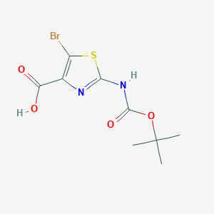 molecular formula C9H11BrN2O4S B1437882 5-Bromo-2-{[(tert-butoxy)carbonyl]amino}-1,3-thiazole-4-carboxylic acid CAS No. 914347-09-4