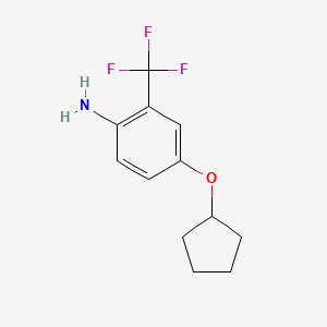 molecular formula C12H14F3NO B1437900 苯胺，4-(环戊氧基)-2-(三氟甲基)- CAS No. 1019364-46-5