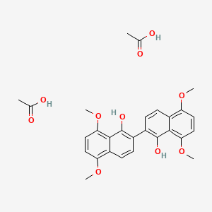molecular formula C28H30O10 B14379038 Acetic acid;2-(1-hydroxy-5,8-dimethoxynaphthalen-2-yl)-5,8-dimethoxynaphthalen-1-ol CAS No. 89475-00-3