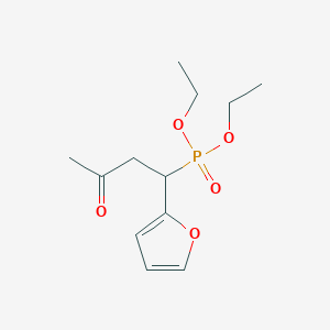 molecular formula C12H19O5P B14379083 Phosphonic acid, [1-(2-furanyl)-3-oxobutyl]-, diethyl ester CAS No. 89901-52-0