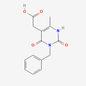 molecular formula C14H14N2O4 B1437912 2-(3-Benzyl-6-methyl-2,4-dioxo-1,2,3,4-tetrahydropyrimidin-5-yl)acetic acid CAS No. 1071381-42-4
