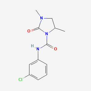 molecular formula C12H14ClN3O2 B14379236 N-(3-Chlorophenyl)-3,5-dimethyl-2-oxoimidazolidine-1-carboxamide CAS No. 89645-78-3