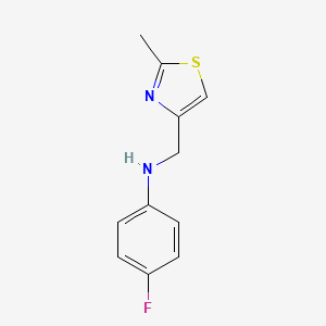 molecular formula C11H11FN2S B1437942 4-fluoro-N-[(2-methyl-1,3-thiazol-4-yl)methyl]aniline CAS No. 1042790-42-0