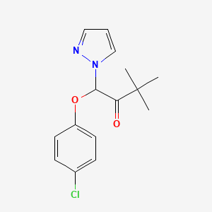 molecular formula C15H17ClN2O2 B14379513 1-(4-Chlorophenoxy)-3,3-dimethyl-1-(1H-pyrazol-1-yl)butan-2-one CAS No. 89356-01-4