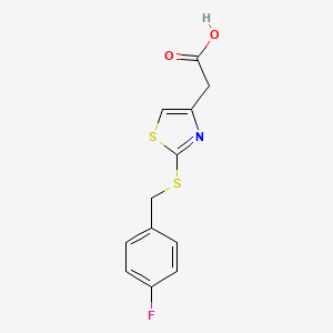 molecular formula C12H10FNO2S2 B1437986 {2-[(4-Fluorobenzyl)thio]-1,3-thiazol-4-yl}acetic acid CAS No. 914206-08-9