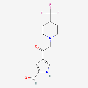 molecular formula C13H15F3N2O2 B1437987 4-{2-[4-(Trifluoromethyl)piperidino]acetyl}-1H-pyrrole-2-carbaldehyde CAS No. 1000339-90-1