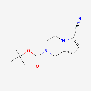 molecular formula C14H19N3O2 B1437989 tert-butyl 6-cyano-1-methyl-1H,2H,3H,4H-pyrrolo[1,2-a]pyrazine-2-carboxylate CAS No. 1050884-26-8