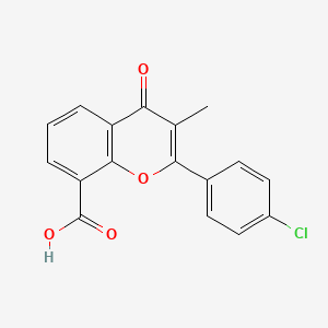 molecular formula C17H11ClO4 B14379894 2-(4-Chlorophenyl)-3-methyl-4-oxo-4H-1-benzopyran-8-carboxylic acid CAS No. 90101-84-1