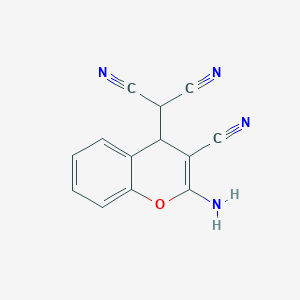 molecular formula C13H8N4O B14379929 propanedinitrile, (2-amino-3-cyano-4H-1-benzopyran-4-yl)- CAS No. 89770-20-7
