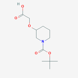 molecular formula C12H21NO5 B1438000 3-Carboxymethoxy-piperidine-1-carboxylic acid tert-butyl ester CAS No. 231622-09-6