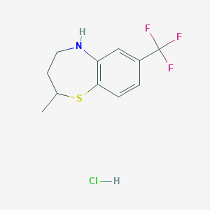molecular formula C11H13ClF3NS B1438007 2-Methyl-7-(trifluoromethyl)-2,3,4,5-tetrahydro-1,5-benzothiazepine hydrochloride CAS No. 1170107-37-5