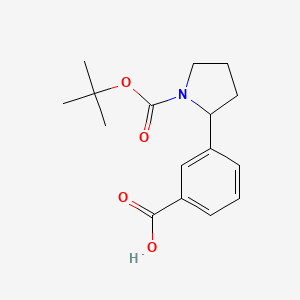 molecular formula C16H21NO4 B1438041 3-(1-(tert-Butoxycarbonyl)pyrrolidin-2-yl)benzoic acid CAS No. 317355-21-8