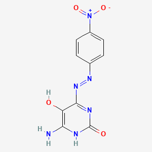 molecular formula C10H8N6O4 B14380418 4-Amino-6-[2-(4-nitrophenyl)hydrazinyl]pyrimidine-2,5-dione CAS No. 88405-58-7