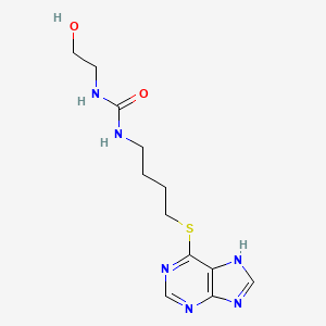 molecular formula C12H18N6O2S B14380491 N-(2-Hydroxyethyl)-N'-{4-[(7H-purin-6-yl)sulfanyl]butyl}urea CAS No. 88090-83-9