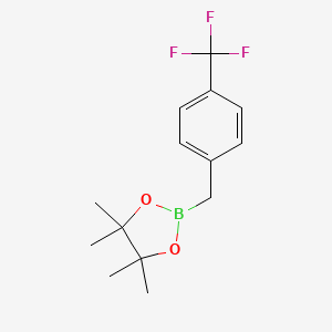 molecular formula C14H18BF3O2 B1438053 4,4,5,5-Tetramethyl-2-(4-(trifluoromethyl)benzyl)-1,3,2-dioxaborolane CAS No. 475250-46-5