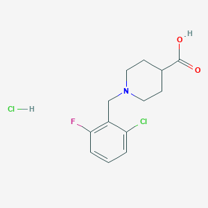 molecular formula C13H16Cl2FNO2 B1438059 1-(2-Chloro-6-fluorobenzyl)piperidine-4-carboxylic acid hydrochloride CAS No. 1185295-60-6