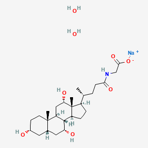 sodium;2-[[(4R)-4-[(3R,5S,7R,8R,9S,10S,12S,13R,14S,17R)-3,7,12-trihydroxy-10,13-dimethyl-2,3,4,5,6,7,8,9,11,12,14,15,16,17-tetradecahydro-1H-cyclopenta[a]phenanthren-17-yl]pentanoyl]amino]acetate;dihydrate