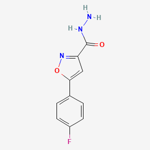molecular formula C10H8FN3O2 B1438061 5-(4-Fluorophenyl)isoxazole-3-carbohydrazide CAS No. 763109-60-0