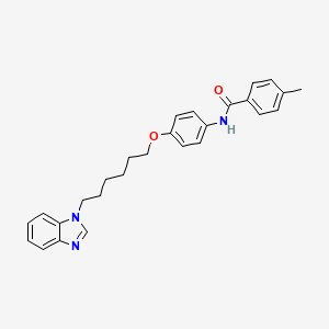 molecular formula C27H29N3O2 B14380739 N-(4-{[6-(1H-Benzimidazol-1-yl)hexyl]oxy}phenyl)-4-methylbenzamide CAS No. 88138-26-5