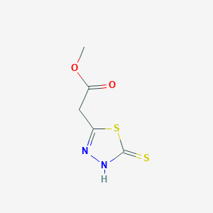 molecular formula C5H6N2O2S2 B14380759 Methyl (5-sulfanylidene-4,5-dihydro-1,3,4-thiadiazol-2-yl)acetate CAS No. 89723-67-1
