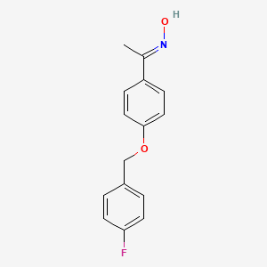 molecular formula C15H14FNO2 B1438240 N-(1-{4-[(4-fluorophenyl)methoxy]phenyl}ethylidene)hydroxylamine CAS No. 1020973-31-2
