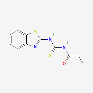 molecular formula C11H11N3OS2 B14382565 N-[(1,3-Benzothiazol-2-yl)carbamothioyl]propanamide CAS No. 90012-59-2