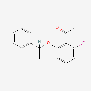 molecular formula C16H15FO2 B1438274 1-[2-Fluoro-6-(1-phenylethoxy)phenyl]ethan-1-one CAS No. 1019624-98-6