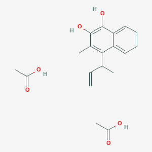 molecular formula C19H24O6 B14382774 Acetic acid;4-but-3-en-2-yl-3-methylnaphthalene-1,2-diol CAS No. 89510-33-8