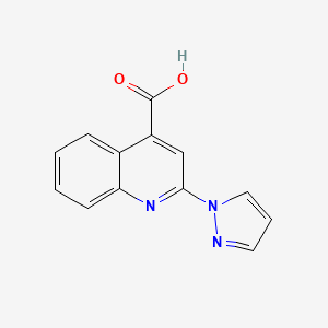 molecular formula C13H9N3O2 B1438286 2-(1H-吡唑-1-基)喹啉-4-羧酸 CAS No. 1152718-85-8