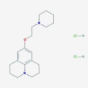 molecular formula C19H30Cl2N2O B143829 1H,5H-Benzo(ij)quinolizine, 2,3,6,7-tetrahydro-9-(2-(1-piperidinyl)ethoxy)-, dihydrochloride CAS No. 130260-18-3