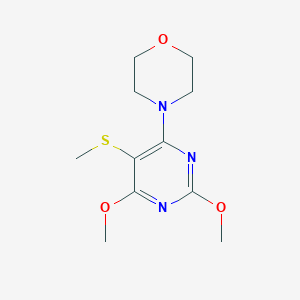 molecular formula C11H17N3O3S B14383176 4-[2,6-Dimethoxy-5-(methylsulfanyl)pyrimidin-4-yl]morpholine CAS No. 89587-88-2