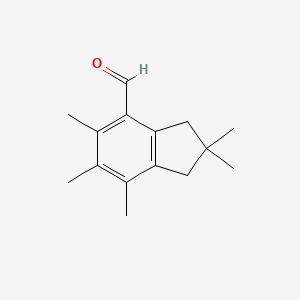 molecular formula C15H20O B14383394 2,2,5,6,7-Pentamethyl-2,3-dihydro-1H-indene-4-carbaldehyde CAS No. 88633-06-1